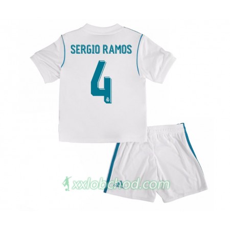 Fotbalové dresy Real Madrid Sergio Ramos 4 Dětské Domácí Dres 2017/18 Krátký Rukáv