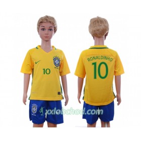 Fotbalové dresy Brazílie Ronaldinho 10 Dětské Domácí Dres 2016 Krátký Rukáv