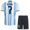 Fotbalové dresy Argentina De Paul 7 Dětské Domácí Dres MS 2026 Krátký Rukáv