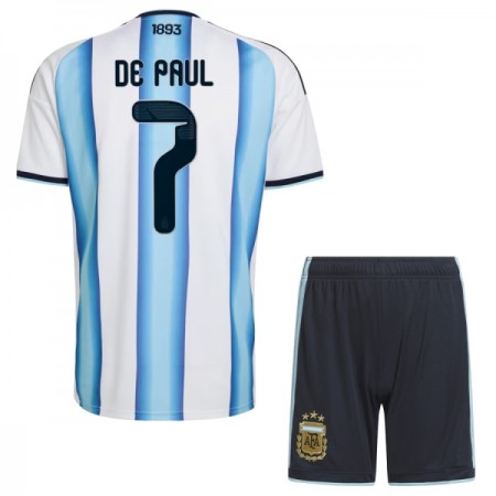 Fotbalové dresy Argentina De Paul 7 Dětské Domácí Dres MS 2026 Krátký Rukáv