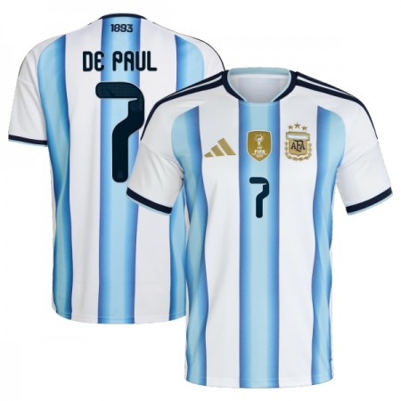 Fotbalové dresy Argentina De Paul 7 Domácí Dres MS 2026 Krátký Rukáv Fotbalové dresy Argentina De Paul 7 Domácí Dres MS 2026 Krátký Rukáv