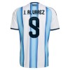 Fotbalové dresy Argentina J. Alvarez 9 Domácí Dres MS 2026 Krátký Rukáv