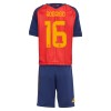 Fotbalové dresy Španělsko Rodrigo 16 Dětské Domácí Dres MS 2026 Krátký Rukáv Fotbalové dresy Španělsko Rodrigo 16 Dětské Domácí Dres MS 2026 Krátký Rukáv