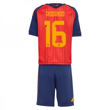 Fotbalové dresy Španělsko Rodrigo 16 Dětské Domácí Dres MS 2026 Krátký Rukáv Fotbalové dresy Španělsko Rodrigo 16 Dětské Domácí Dres MS 2026 Krátký Rukáv