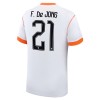 Fotbalové dresy Nizozemsko F. De Jong 21 Venkovní Dres MS 2026 Krátký Rukáv